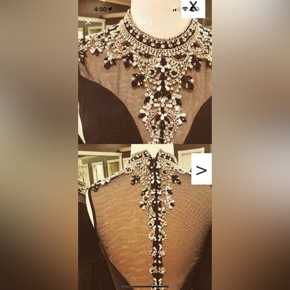 Formal black floor length dress sequin - Picture 2 of 3